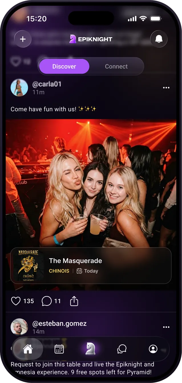 The Epiknight app's feed on an iPhone